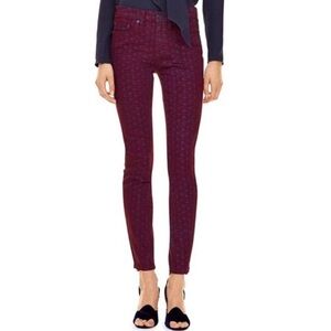 Women’s Tory Burch dark red floral high waist skinny jeans size 34 waist